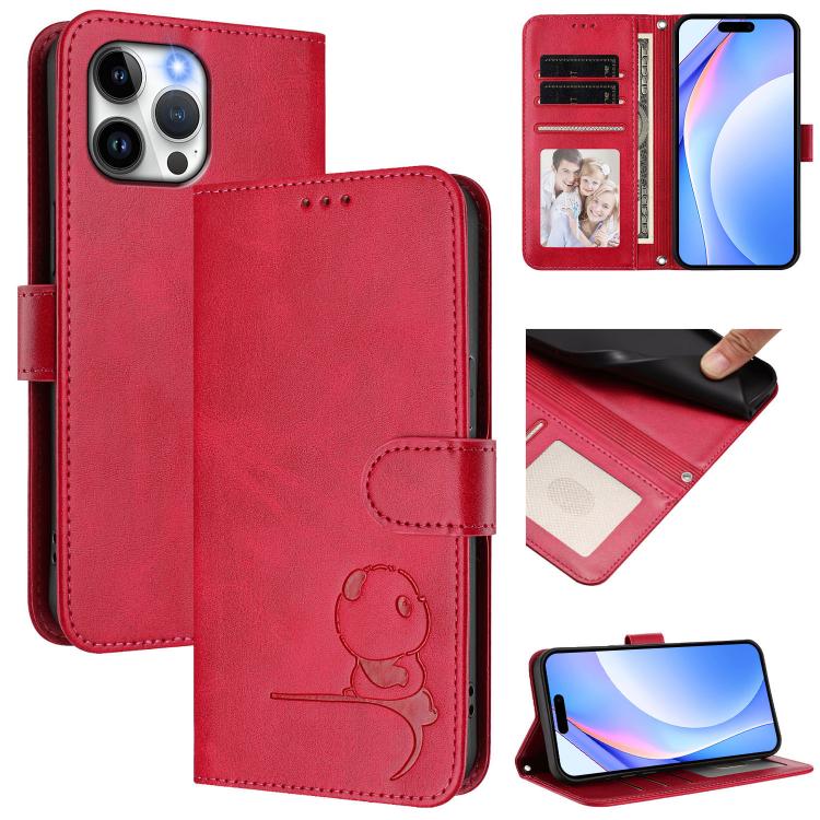 Litter Panda Prägung RFID Leder Handyhülle mit Trageschlaufe, Für iPhone 14 Pro Max, Für iPhone SE 2022 / 2020 / 8 / 7, Für iPhone 13 Pro Max, Für iPhone 13 Pro, Für iPhone 13 mini, Für iPhone 12 / 12 Pro, Für iPhone 12 Pro Max, Für iPhone 12 mini