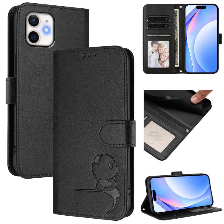 Litter Panda Prägung RFID Leder Handyhülle mit Trageschlaufe, Für iPhone 14 Pro Max, Für iPhone SE 2022 / 2020 / 8 / 7, Für iPhone 13 Pro Max, Für iPhone 13 Pro, Für iPhone 13 mini, Für iPhone 12 / 12 Pro, Für iPhone 12 Pro Max, Für iPhone 12 mini
