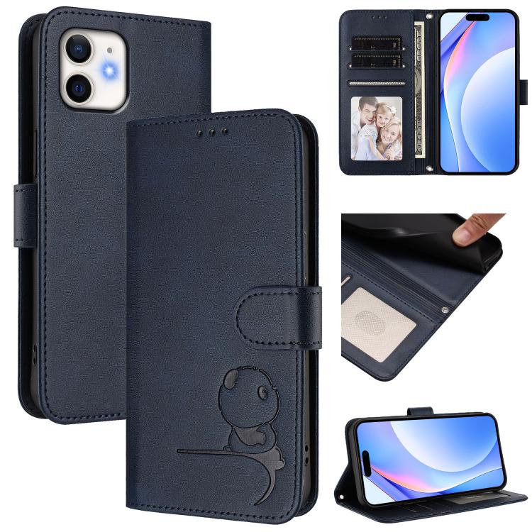 Litter Panda Prägung RFID Leder Handyhülle mit Trageschlaufe, Für iPhone 14 Pro Max, Für iPhone SE 2022 / 2020 / 8 / 7, Für iPhone 13 Pro Max, Für iPhone 13 Pro, Für iPhone 13 mini, Für iPhone 12 / 12 Pro, Für iPhone 12 Pro Max, Für iPhone 12 mini