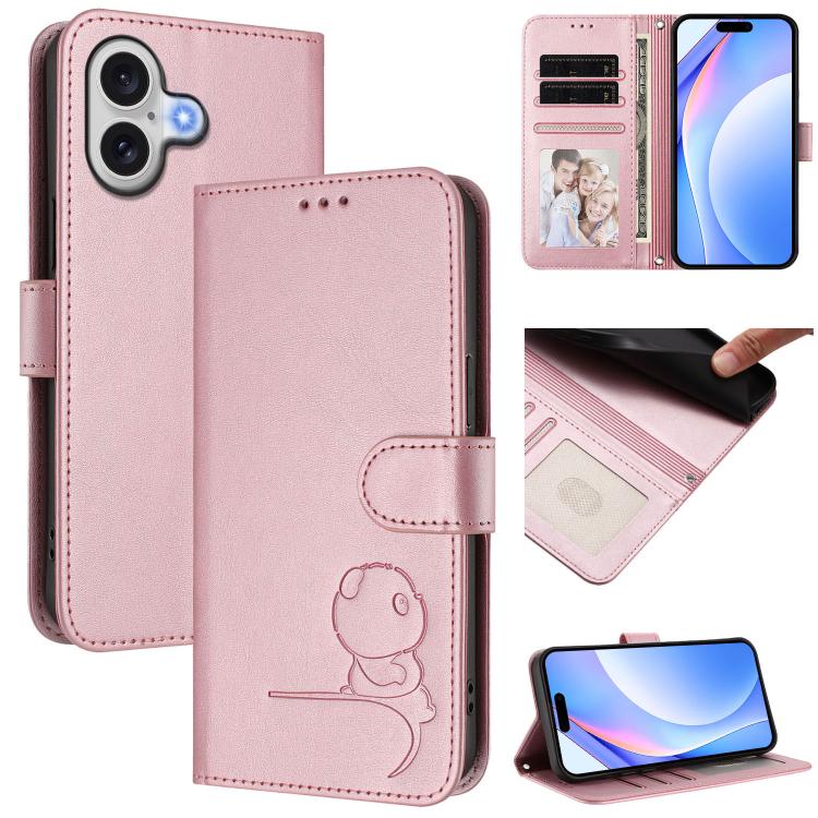 Litter Panda geprägte RFID Leder-Handyhülle mit Trageschlaufe, Für iPhone 17e / 16e, Für iPhone 17 Pro Max, Für iPhone 17 Pro, Für iPhone 17, Für iPhone Air, Für iPhone 16 Pro Max, Für iPhone 16 Pro, Für iPhone 16 Plus