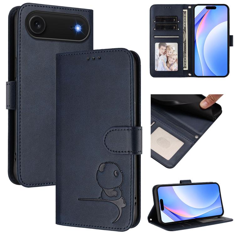 Litter Panda geprägte RFID Leder-Handyhülle mit Trageschlaufe, Für iPhone 17e / 16e, Für iPhone 17 Pro Max, Für iPhone 17 Pro, Für iPhone 17, Für iPhone Air, Für iPhone 16 Pro Max, Für iPhone 16 Pro, Für iPhone 16 Plus