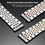 xDfind Seven-bead Solid Stainless Steel Watch Band, 14mm, 18mm, 20mm, 22mm
