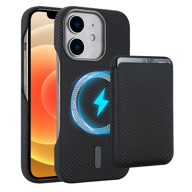 Carbon Fiber MagSafe Magnetic Card Holder Phone Case, For iPhone 13, For iPhone 12, For iPhone 12 Pro Max, For iPhone 12 Pro