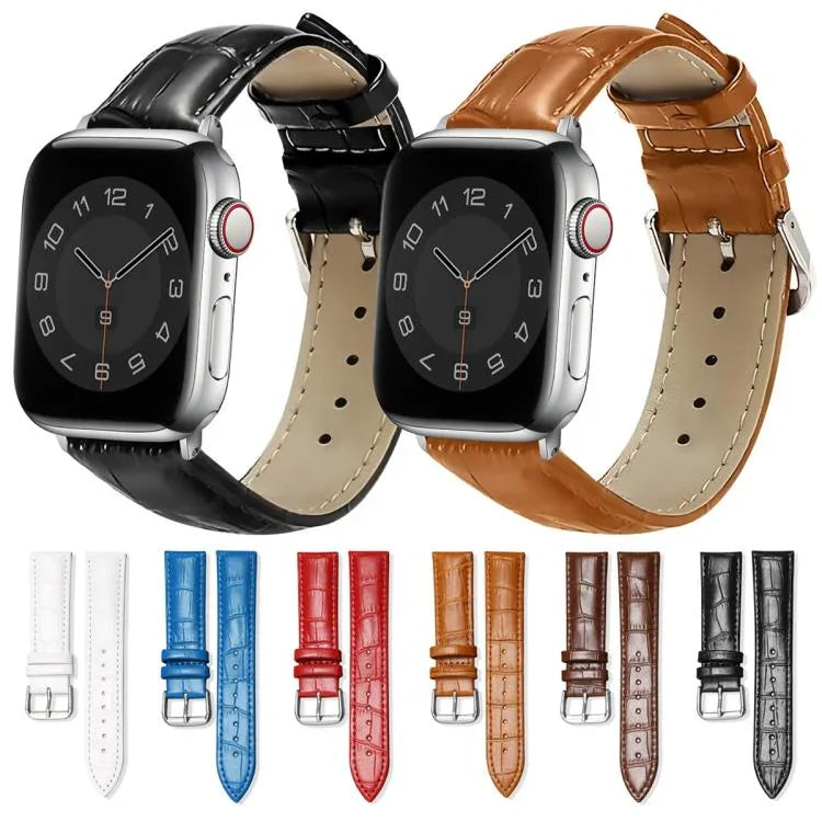 xDfind Lederarmband mit Bambusstruktur und Dornschließe, passend für Apple Watch 42 / 44 / 45 / 46 / 49 mm, Apple Watch 38 / 40 / 41 / S10 42 mm