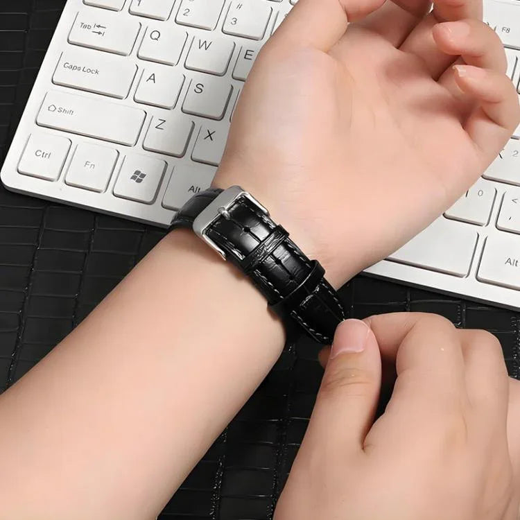 xDfind Lederarmband mit Bambusstruktur und Dornschließe, passend für Apple Watch 42 / 44 / 45 / 46 / 49 mm, Apple Watch 38 / 40 / 41 / S10 42 mm