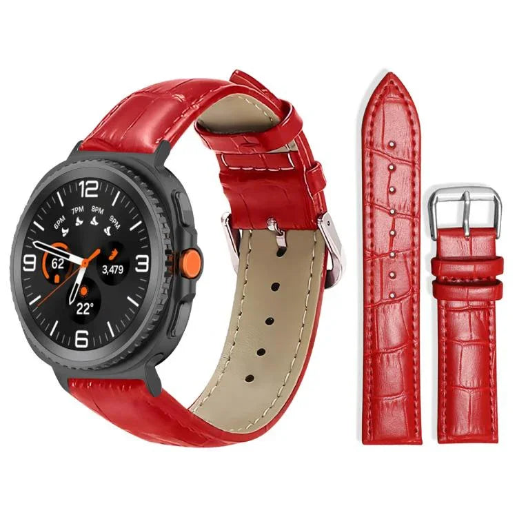 xDfind Bamboo Texture Pin Buckle Leather Watch Band, For Samsung Galaxy Watch Ultra / Ultra 2025 22mm, For Samsung Galaxy Watch8 / Wacth8 Classic 22mm, For Samsung Galaxy Watch7 / FE / 6 / 5 / 4 20mm, For Samsung Galaxy Fit3 SM-R390 20mm