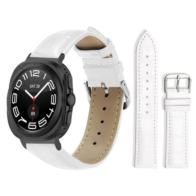 xDfind Lederarmband mit Bambusstruktur und Dornschließe, passend für Samsung Galaxy Watch Ultra / Ultra 2025 (22 mm), Samsung Galaxy Watch8 / Watch8 Classic (22 mm), Samsung Galaxy Watch7 / FE / 6 / 5 / 4 (20 mm) und Samsung Galaxy Fit3 SM-R390 (20 mm)