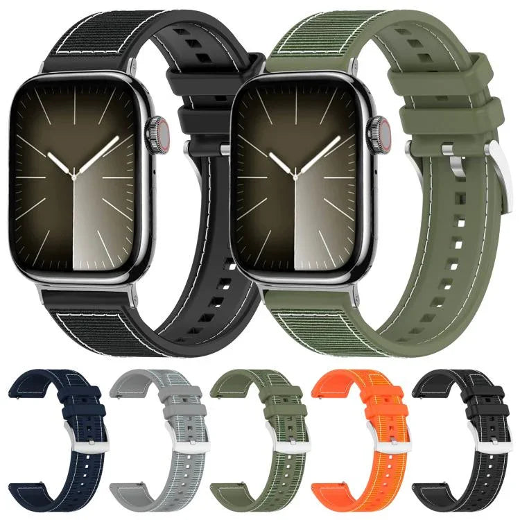 xDfind Hybrid-Uhrenarmband aus Nylongeflecht und Silikon, passend für Apple Watch 42/44/45/46/49 mm (22 mm) und Apple Watch 38/40/41/S10 (42 mm, 20 mm)