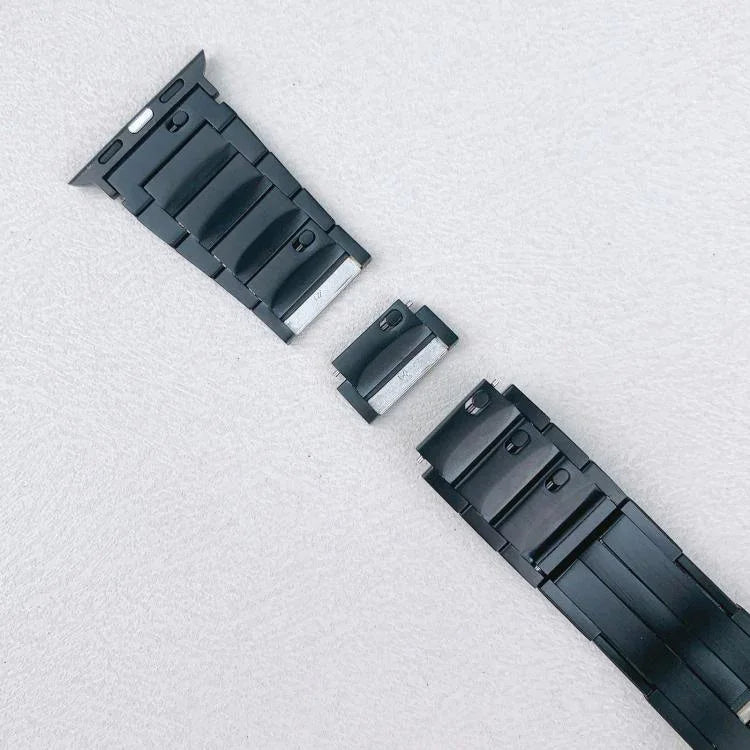 Edelstahl-Armband mit drei Perlen und seitlich abnehmbarer Schnalle, passend für Apple Watch 46 mm / 49 mm / 45 mm / 44 mm und 42 mm / 41 mm / 40 mm / 38 mm