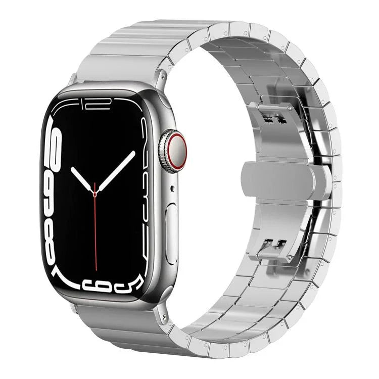 xDfind Ein-Perlen-Armband aus massivem Edelstahl mit Bambus-Verschluss, passend für Apple Watch 42 / 44 / 45 / 46 / 49 mm (22 mm) und Apple Watch 38 / 40 / 41 / S10 (42 mm, 20 mm)