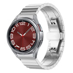 xDfind Ein-Perlen-Uhrenarmband aus massivem Edelstahl mit Bambus-Elementen, passend für Samsung Galaxy Watch8 / Watch8 Classic (22 mm), Samsung Galaxy Watch 7 / 6 / 5 / FE (20 mm) und Samsung Galaxy Fit3 SM-R390 (18 mm).