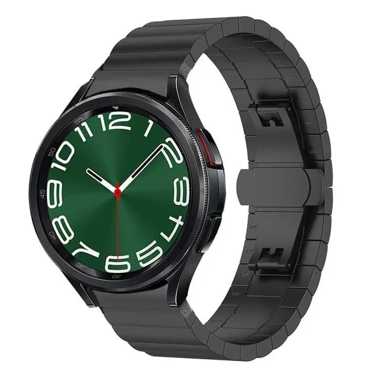 xDfind Ein-Perlen-Uhrenarmband aus massivem Edelstahl mit Bambus-Elementen, passend für Samsung Galaxy Watch8 / Watch8 Classic (22 mm), Samsung Galaxy Watch 7 / 6 / 5 / FE (20 mm) und Samsung Galaxy Fit3 SM-R390 (18 mm).