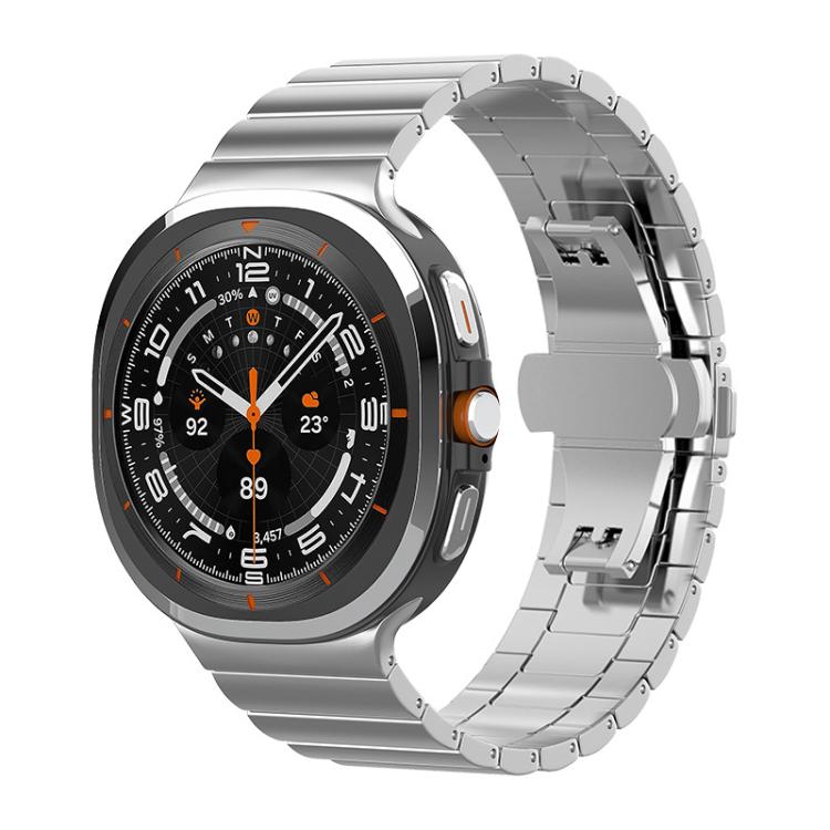 xDfind Ein-Perlen-Uhrenarmband aus massivem Edelstahl mit Bambus-Elementen, passend für Samsung Galaxy Watch8 / Watch8 Classic (22 mm), Samsung Galaxy Watch 7 / 6 / 5 / FE (20 mm) und Samsung Galaxy Fit3 SM-R390 (18 mm).