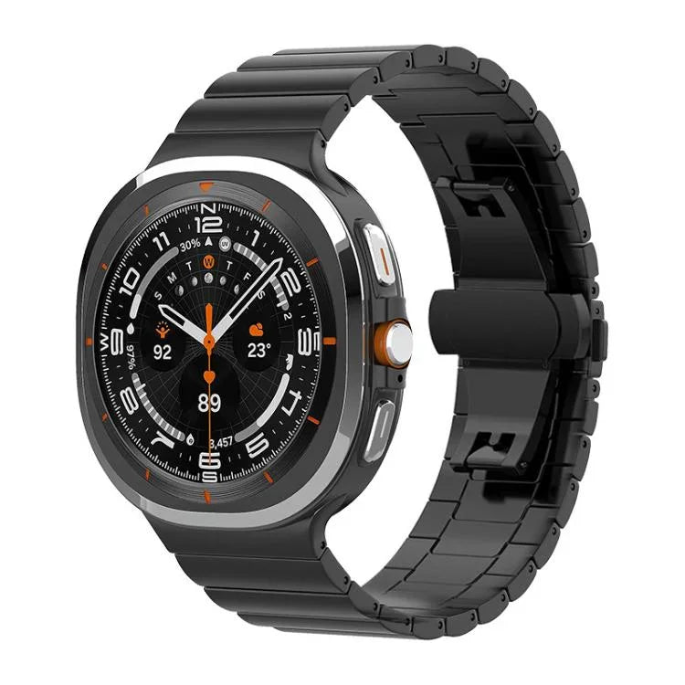 xDfind Ein-Perlen-Uhrenarmband aus massivem Edelstahl mit Bambus-Elementen, passend für Samsung Galaxy Watch8 / Watch8 Classic (22 mm), Samsung Galaxy Watch 7 / 6 / 5 / FE (20 mm) und Samsung Galaxy Fit3 SM-R390 (18 mm).