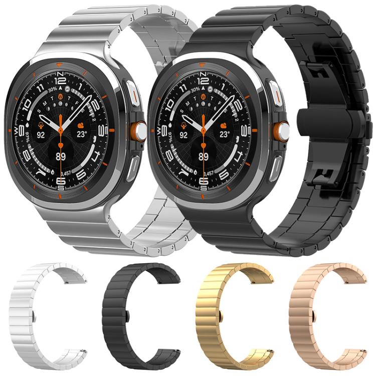 xDfind Ein-Perlen-Uhrenarmband aus massivem Edelstahl mit Bambus-Elementen, passend für Samsung Galaxy Watch8 / Watch8 Classic (22 mm), Samsung Galaxy Watch 7 / 6 / 5 / FE (20 mm) und Samsung Galaxy Fit3 SM-R390 (18 mm).