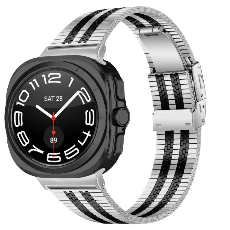Edelstahl-Uhrenarmband mit Schildkrötenverschluss und fünf Perlen, für Samsung Galaxy Watch Ultra 47 mm / Ultra 2025