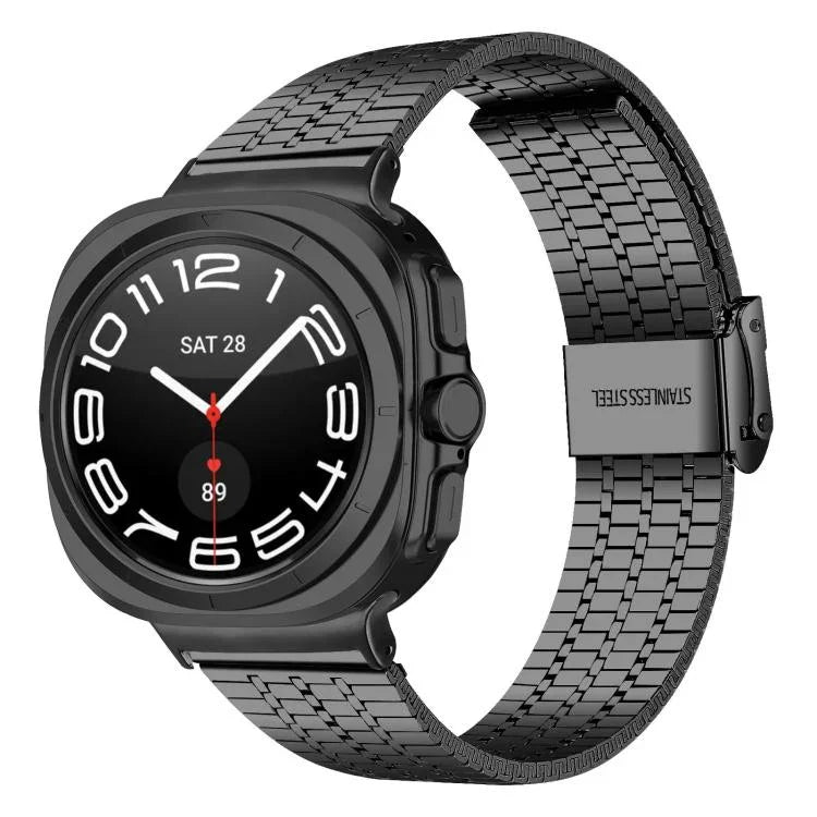 Edelstahl-Uhrenarmband mit sieben Perlen und Dornschließe, für Samsung Galaxy Watch Ultra 47 mm / Ultra 2025
