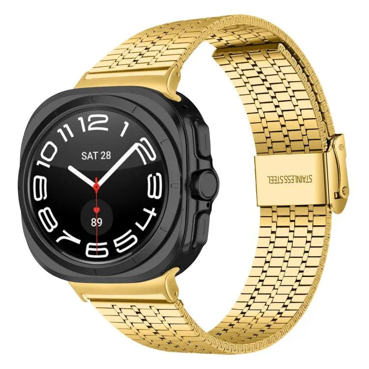 Edelstahl-Uhrenarmband mit sieben Perlen und Dornschließe, für Samsung Galaxy Watch Ultra 47 mm / Ultra 2025
