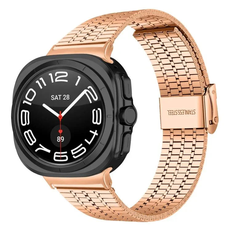 Edelstahl-Uhrenarmband mit sieben Perlen und Dornschließe, für Samsung Galaxy Watch Ultra 47 mm / Ultra 2025