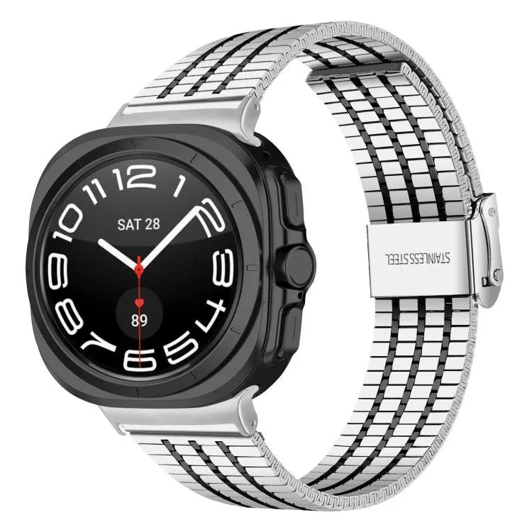 Edelstahl-Uhrenarmband mit sieben Perlen und Dornschließe, für Samsung Galaxy Watch Ultra 47 mm / Ultra 2025