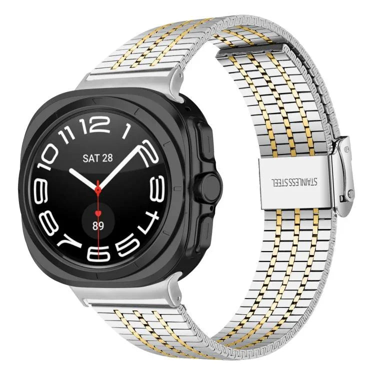 Edelstahl-Uhrenarmband mit sieben Perlen und Dornschließe, für Samsung Galaxy Watch Ultra 47 mm / Ultra 2025