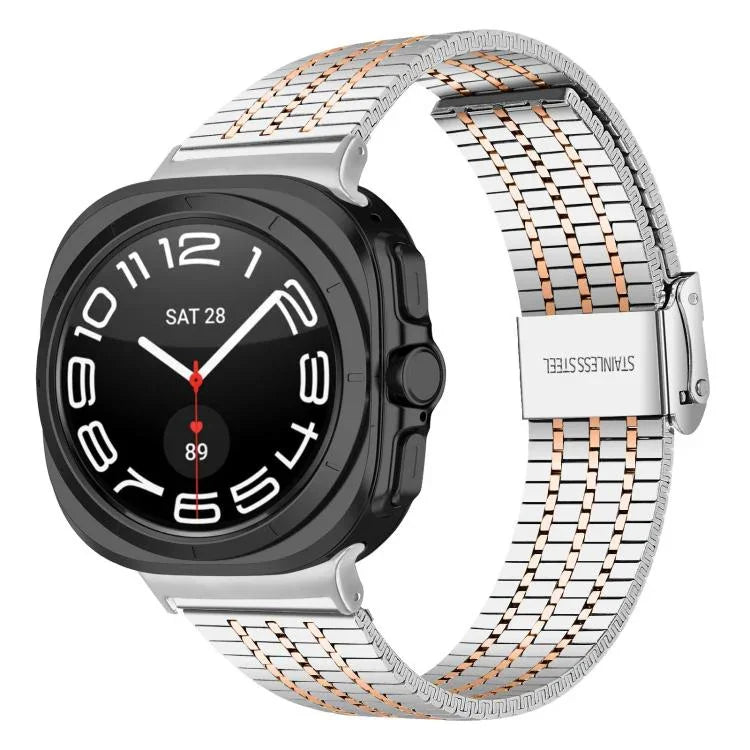 Edelstahl-Uhrenarmband mit sieben Perlen und Dornschließe, für Samsung Galaxy Watch Ultra 47 mm / Ultra 2025
