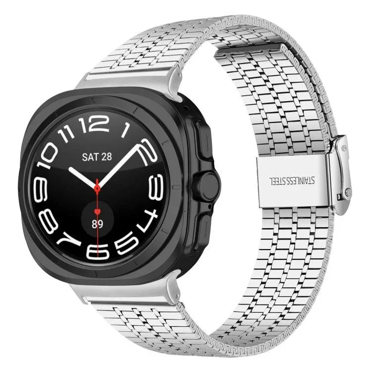 Edelstahl-Uhrenarmband mit sieben Perlen und Dornschließe, für Samsung Galaxy Watch Ultra 47 mm / Ultra 2025