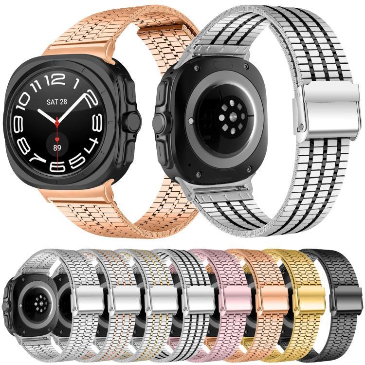 Edelstahl-Uhrenarmband mit sieben Perlen und Dornschließe, für Samsung Galaxy Watch Ultra 47 mm / Ultra 2025