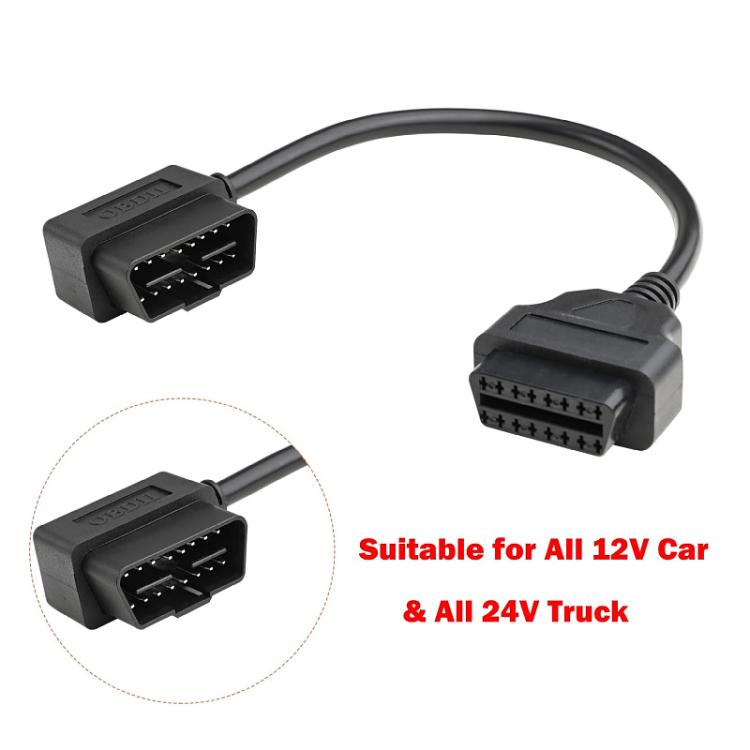 16 Pin Male to OBD2 Female Elbow Connection Cable OBD2 Extension Adapter, 16 Pin Male to OBD2 Female
