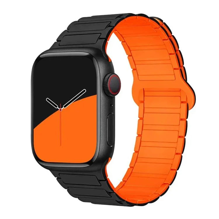 xDfind Magnetisches Silikon-Uhrenarmband mit drei Perlen, für Apple Watch 42 / 44 / 45 / 46 / 49 mm, für Apple Watch 38 / 40 / 41 / S10 42 mm