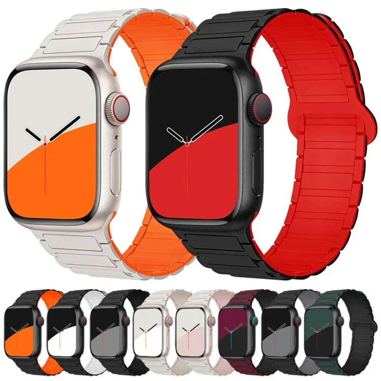 xDfind Magnetisches Silikon-Uhrenarmband mit drei Perlen, für Apple Watch 42 / 44 / 45 / 46 / 49 mm, für Apple Watch 38 / 40 / 41 / S10 42 mm