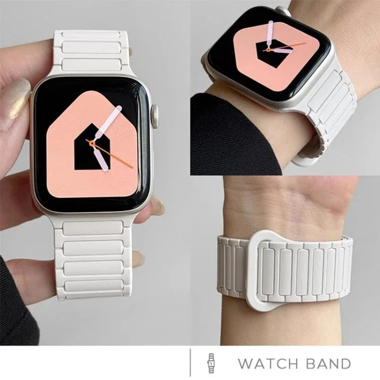 xDfind Magnetisches Silikon-Uhrenarmband mit drei Perlen, für Apple Watch 42 / 44 / 45 / 46 / 49 mm, für Apple Watch 38 / 40 / 41 / S10 42 mm