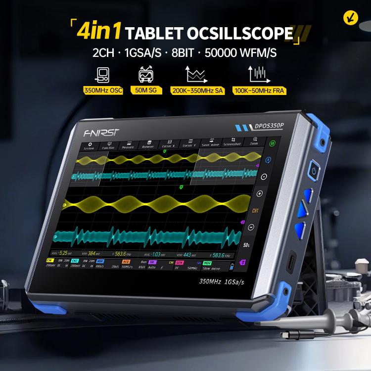 FNIRSI DPOS350P 4 in 1 7 Zoll IPS HD Touchscreen 350M Tablet-Oszilloskop, DPOS350P(US-Stecker), DPOS350P(EU-Stecker)