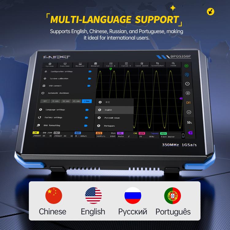 FNIRSI DPOS350P 4 in 1 7 Zoll IPS HD Touchscreen 350M Tablet-Oszilloskop, DPOS350P(US-Stecker), DPOS350P(EU-Stecker)
