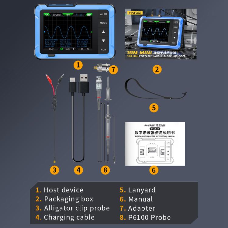 FNIRSI DSO510 Handheld Kleines Digitales Tragbares Tablet-Oszilloskop, DSO510