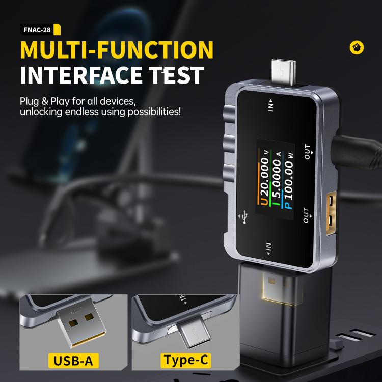 Fnirsi FNAC-28 Multifunktionaler Typ-C & USB Professioneller Ripple-Monitoring-Tester, FNAC-28