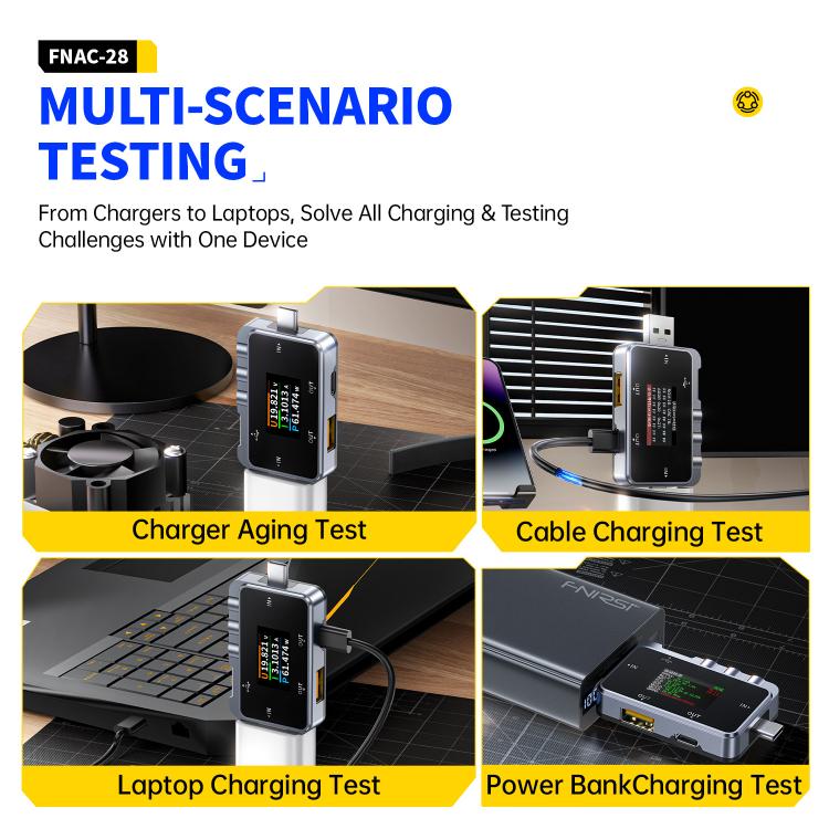 Fnirsi FNAC-28 Multifunktionaler Typ-C & USB Professioneller Ripple-Monitoring-Tester, FNAC-28