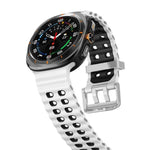 Ocean Two Color Dual-Row Hole Silver Buckle Silicone Watch Band, For Samsung Galaxy Watch Ultra / Ultra 2025