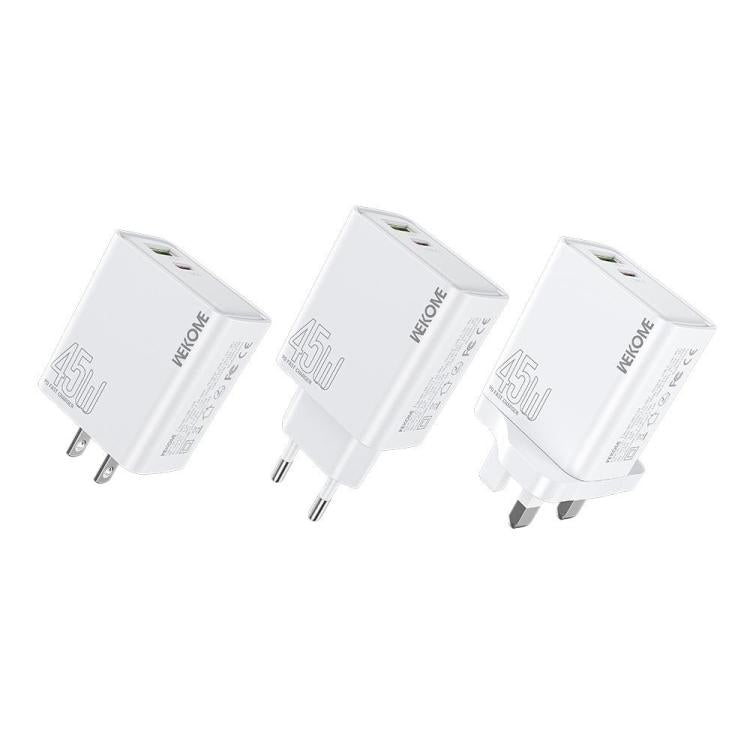 WK WP-U64 45W Kinkong Flash Charge USB+Type-C Port Schnellladegerät, EU-Stecker, UK-Stecker, US-Stecker