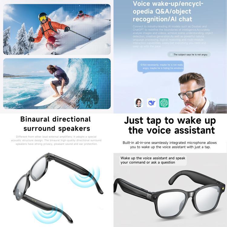 L801 Smart Glasses mit 8-MP-HD-Kamera, Videoaufzeichnung, WLAN-Übertragung, KI-Sprachassistent und smartem Wearable-Headset