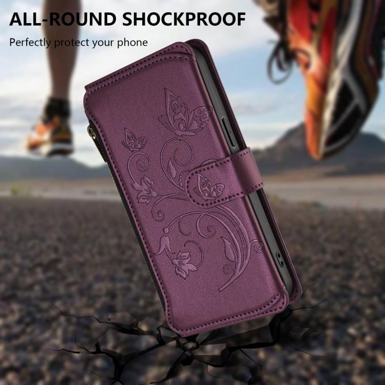 Butterfly Love Flower Multi-card Zipper Wallet Leather Phone Case, For iPhone 15, For iPhone 14 Plus, For iPhone 14 / 13, For iPhone 14 Pro, For iPhone 14 Pro Max, For iPhone 7 / 8 / SE 2022