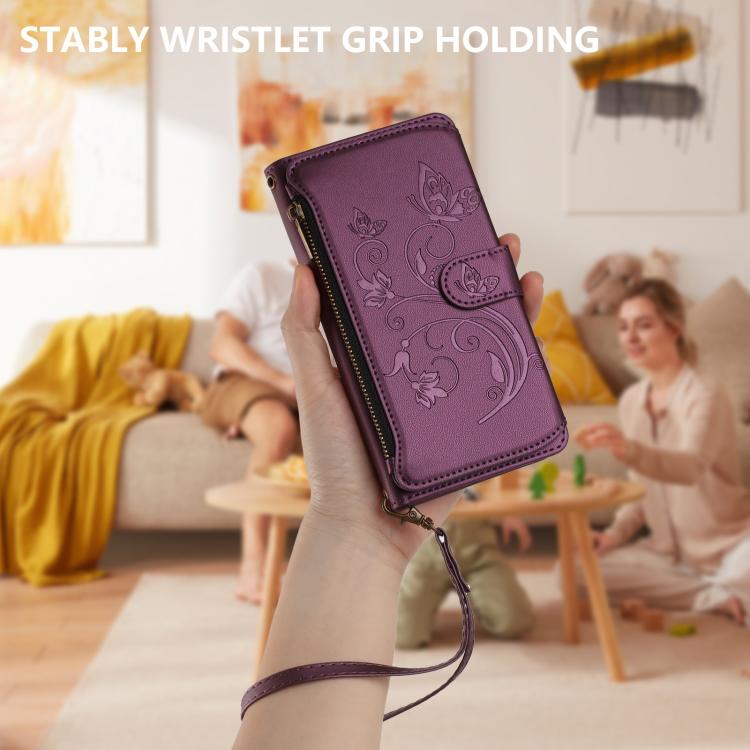 Schmetterlings-Liebesblumen Multi-Karten Reißverschluss-Geldbörse Leder-Handyhülle, Für iPhone 11 Pro Max, Für iPhone 11, Für iPhone 11 Pro, Für iPhone X / XS, Für iPhone XR, Für iPhone XS Max