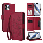 Schmetterlings-Liebesblumen Multi-Karten Reißverschluss-Geldbörse Leder-Handyhülle, Für iPhone 11 Pro Max, Für iPhone 11, Für iPhone 11 Pro, Für iPhone X / XS, Für iPhone XR, Für iPhone XS Max