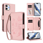 Schmetterlings-Liebesblumen Multi-Karten Reißverschluss-Geldbörse Leder-Handyhülle, Für iPhone 11 Pro Max, Für iPhone 11, Für iPhone 11 Pro, Für iPhone X / XS, Für iPhone XR, Für iPhone XS Max