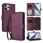Schmetterlings-Liebesblumen Multi-Karten Reißverschluss-Geldbörse Leder-Handyhülle, Für iPhone 11 Pro Max, Für iPhone 11, Für iPhone 11 Pro, Für iPhone X / XS, Für iPhone XR, Für iPhone XS Max
