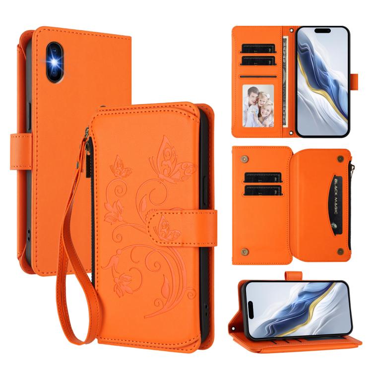 Schmetterlings-Liebesblumen Multi-Karten Reißverschluss-Geldbörse Leder-Handyhülle, Für iPhone 11 Pro Max, Für iPhone 11, Für iPhone 11 Pro, Für iPhone X / XS, Für iPhone XR, Für iPhone XS Max