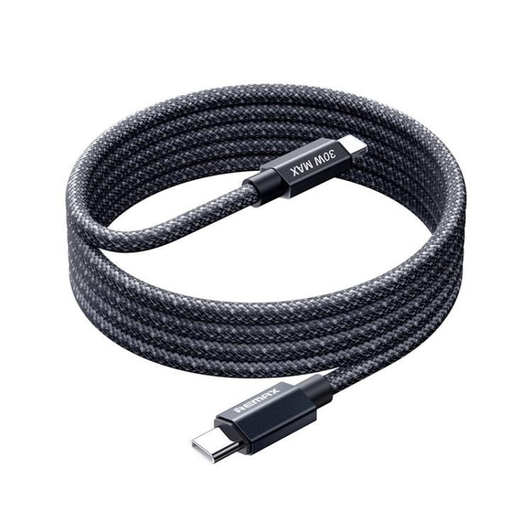 REMAX CB01 PD30W Typ-C auf 8 Pin Aluminiumlegierung Geflochtenes Schnelllade-Datenkabel mit LED-Licht, Länge: 1,2m, Typ-C auf 8 Pin