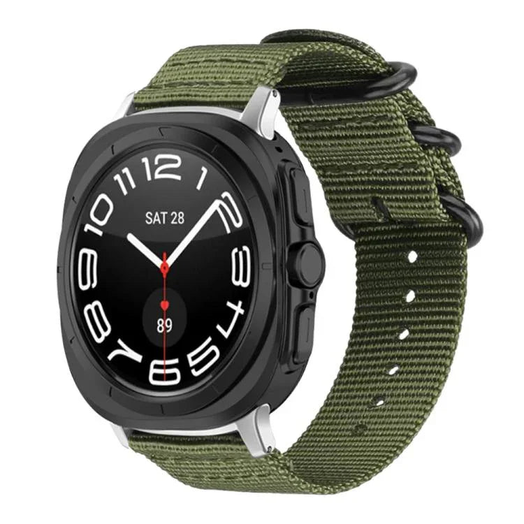 xDfind Uhrenarmband aus Nylon-Canvas mit Ringverschluss, passend für Samsung Galaxy Watch Ultra / Ultra 2025, Samsung Galaxy Watch8 / 8 Classic, Samsung Galaxy Watch 7 / 6 / 5 / FE und Samsung Galaxy Fit3 SM-R390