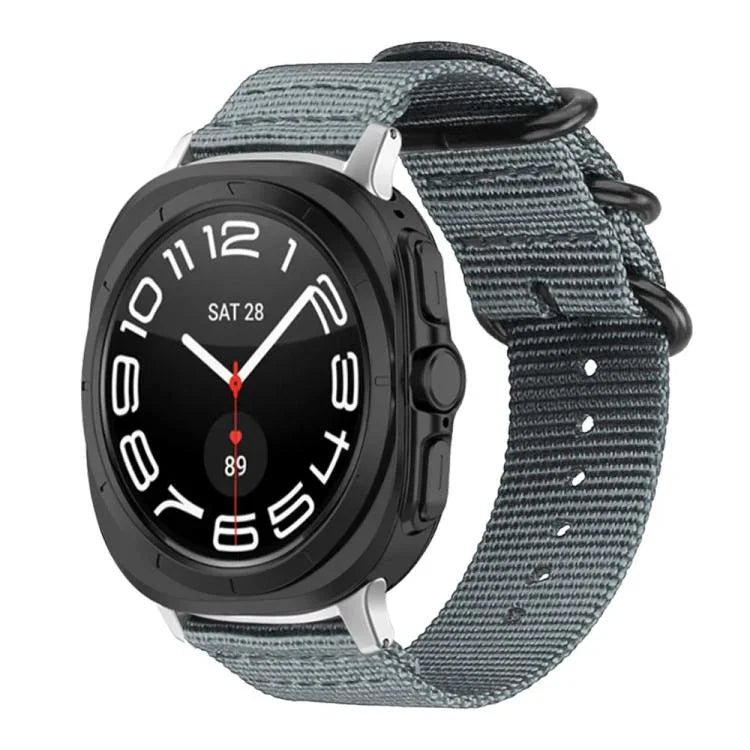 xDfind Uhrenarmband aus Nylon-Canvas mit Ringverschluss, passend für Samsung Galaxy Watch Ultra / Ultra 2025, Samsung Galaxy Watch8 / 8 Classic, Samsung Galaxy Watch 7 / 6 / 5 / FE und Samsung Galaxy Fit3 SM-R390