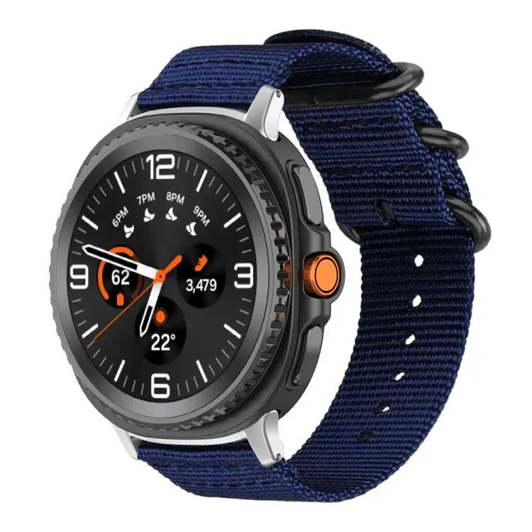 xDfind Uhrenarmband aus Nylon-Canvas mit Ringverschluss, passend für Samsung Galaxy Watch Ultra / Ultra 2025, Samsung Galaxy Watch8 / 8 Classic, Samsung Galaxy Watch 7 / 6 / 5 / FE und Samsung Galaxy Fit3 SM-R390